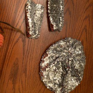 Girls Assessory Sequin Tam Hat & Arm Cuffs